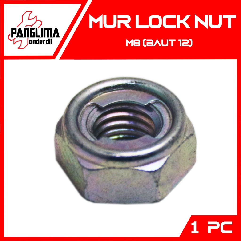 Mur Lock Nut M8-M 8 Baut 12 Silver Pengunci-Kunci Nap-Naff-Naf Gear-Gir