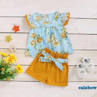 Setelan Blus Ruffle Tanpa Lengan Motif Bunga Celana  