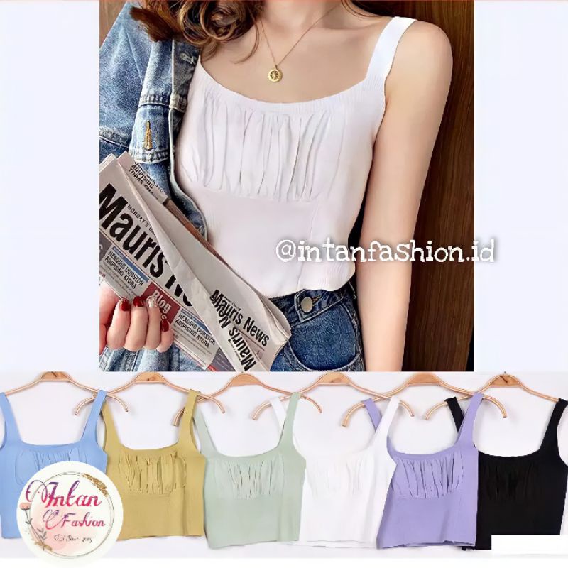 Jane Knit Tank Top Rajut Crop Top Korea Import