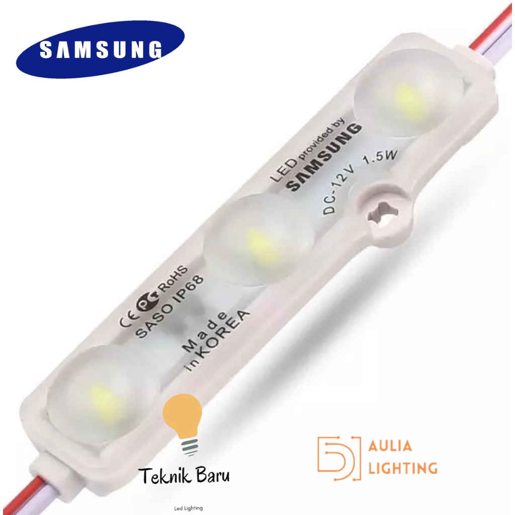 Lampu LED Strip Modul Samsung 6618 Saso 5054 Lensa 6516 12V 1.5w IP68 Reklame Facia Huruf Strip 3 Mata Putih Kuning 6617 5054