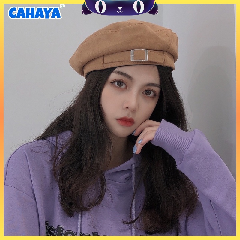 [CAHAYA] Topi Baret Topi Baret Octagonal Warna Hitam Gaya Retro Korea S71