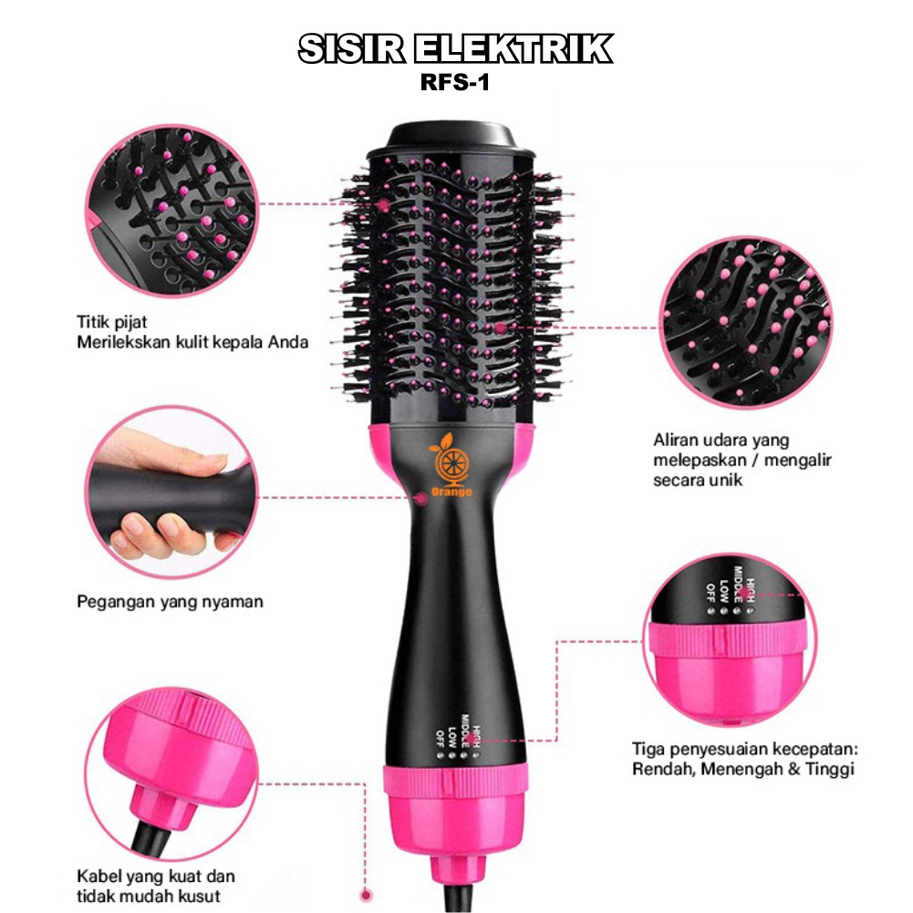 hairdryer and styler (sisir pengering, pelurus &amp; curly rambut elektrik 4in1) kreasirumah88