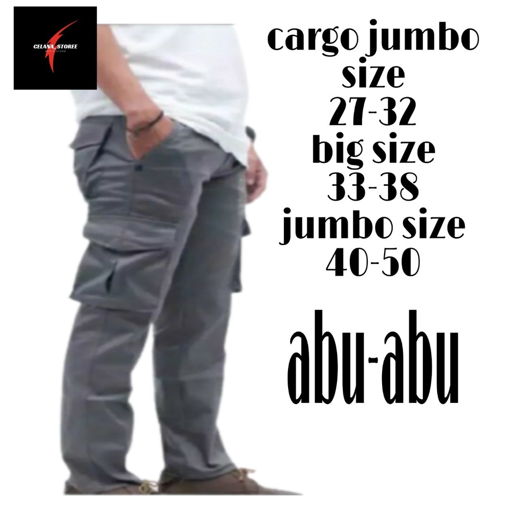 BIG SIZE/celana cargo panjang pria big size/celana cargo panjang warna abu big size/celana pria big