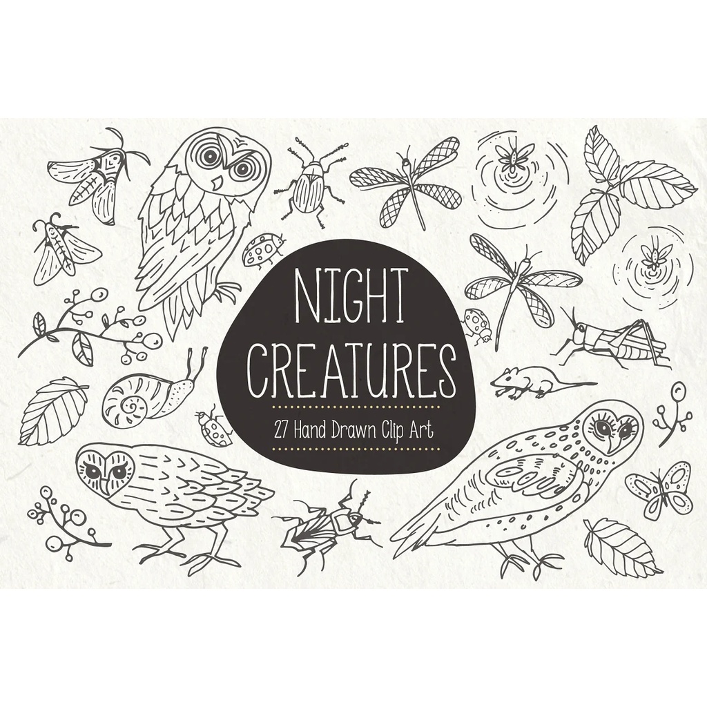 Night Creatures Clip Art Vectors