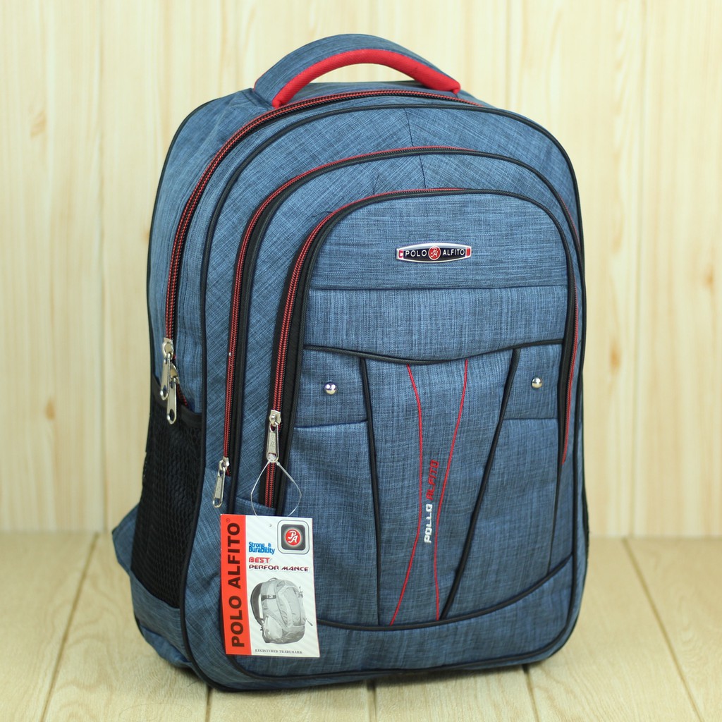 Promo Obral Ransel Gendong Polo Alfito Tas Laptop Sekolah SMP SMA Cowok Backpack Punggung Pria Keren Tas Kerja Ransel Murah Bahan Dolby Tebal Sekolah Punggung Pria Keren Ransel