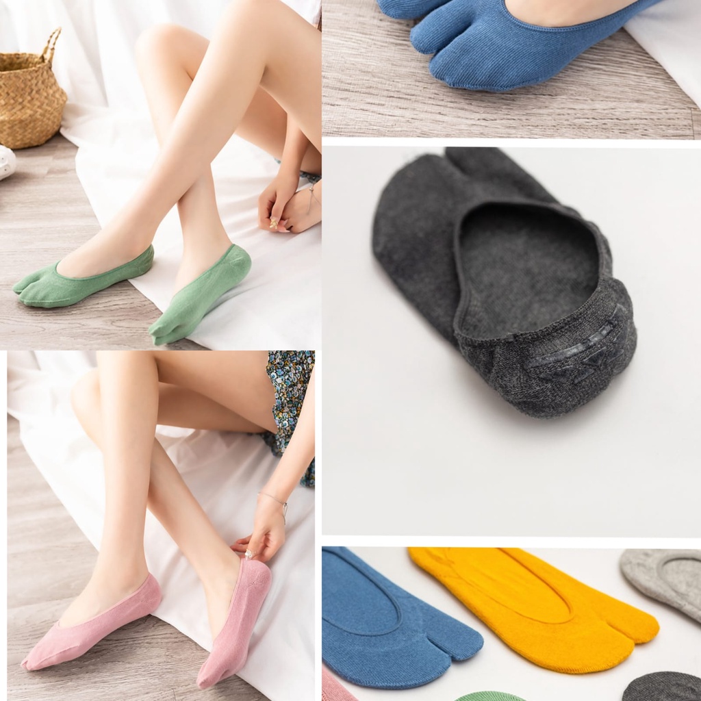 Kaos Kaki Jempol Invisible Dua Jari Gaya Jepang Unisex Import Kaus Kaki Tapak Jempol Flat Shoes Sneakers Invisible Socks