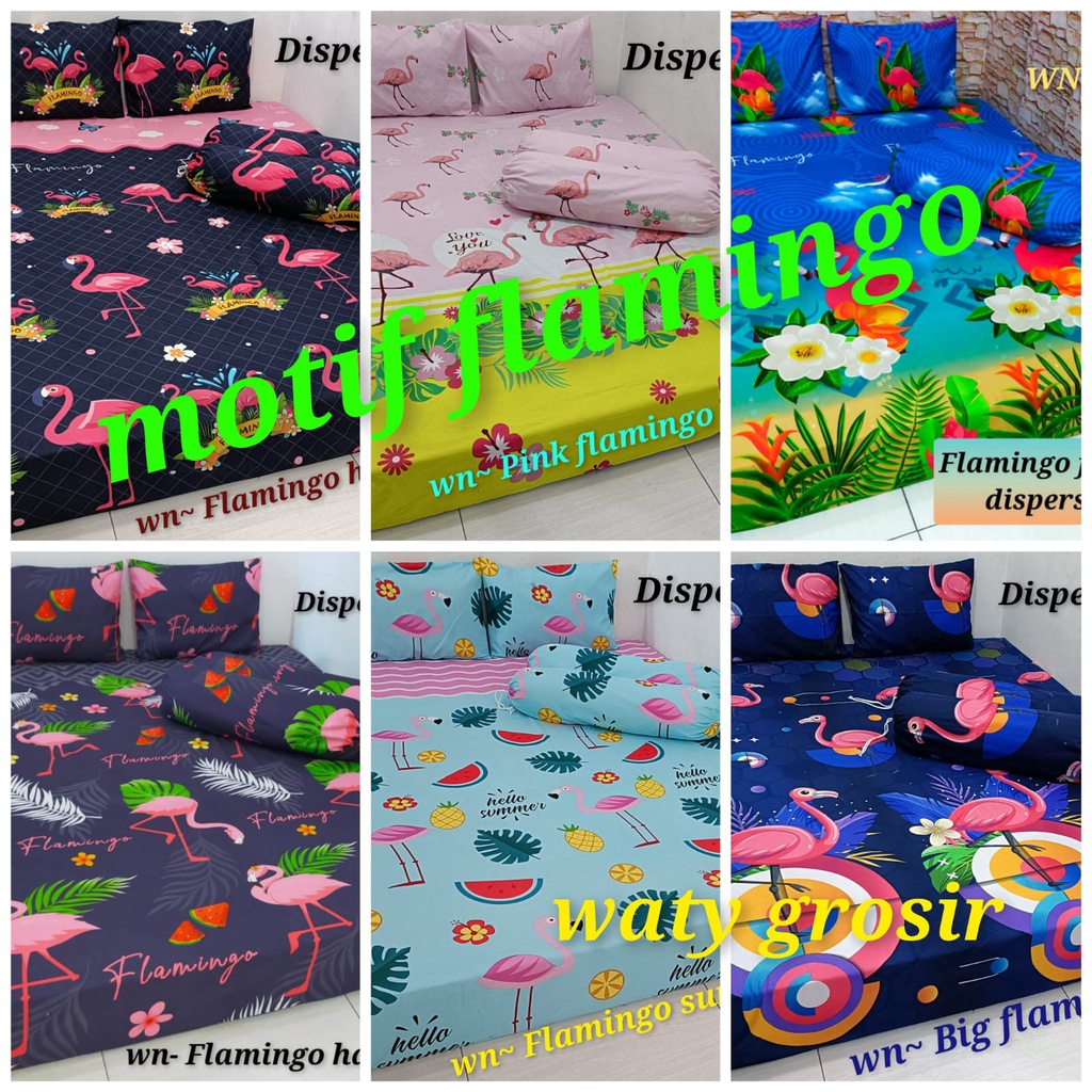 Waty grosir 6 motif FLAMINGO Sprei premium berkualitas sprei homemade