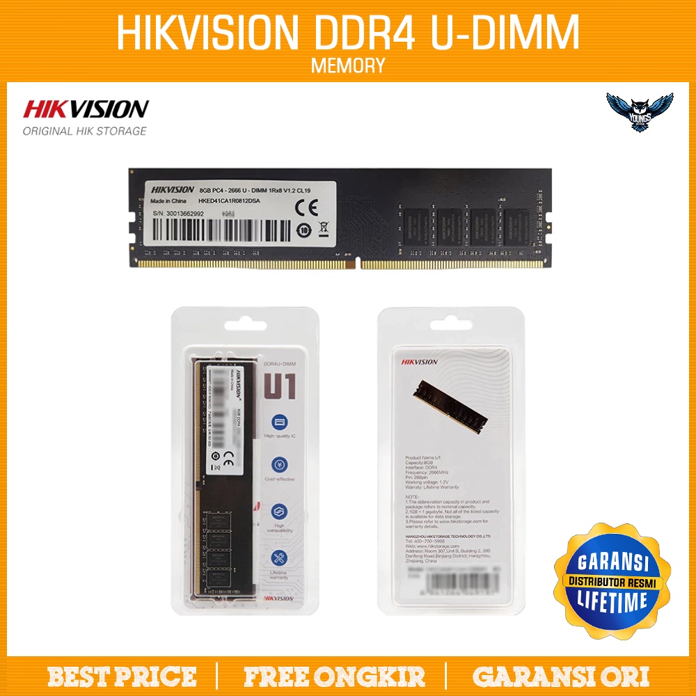 RAM HIKVISION DDR4 U-DIMM 4GB 2666Mhz | Longdimm Memory PC 2666