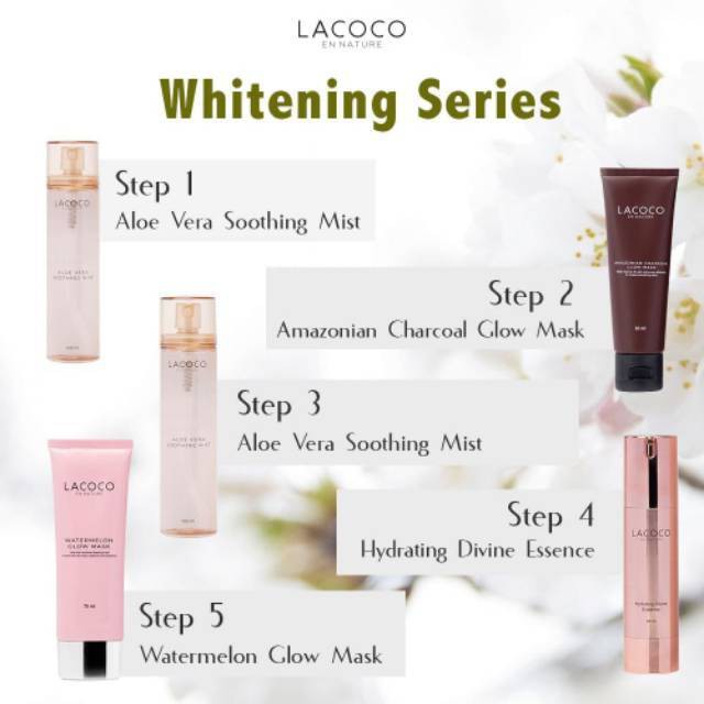 LACOCO WHITENING SERIES (AV MIST, HDE, WATERMELON GLOW MASK, CHARCOAL MASK )
