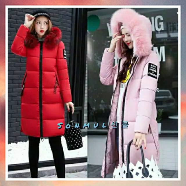 READY INDONESIA HOMME FEMME PADDING DOWN LONG COAT WINDPROOF WOMAN JAKET PANJANG WANITA MUSIM DINGIN