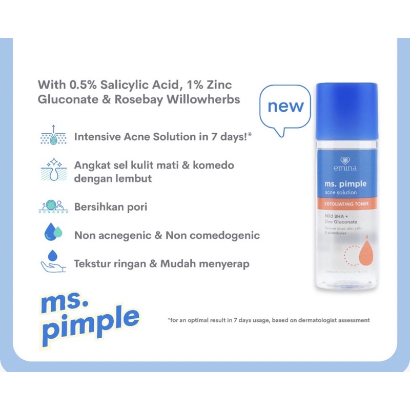 Emina Ms Pimple Acne Solution Exfoliating Toner 100 ml