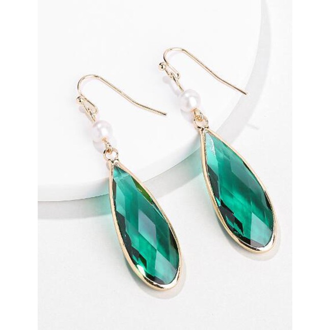 LRC Anting Gantung Fashion Waterdrop Shape Decorated Earrings