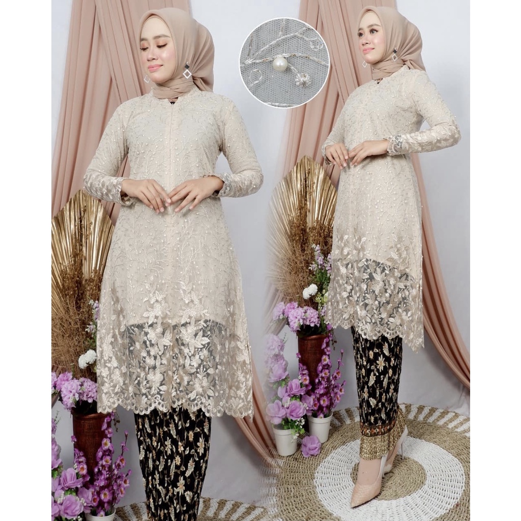 Setelan Kebaya Tunik Brukat Rok Batik Instant Modern Gaun Kondangan Wanita Terbaru By santiank kebaya