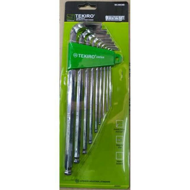 Kunci L Tekiro Panjang (9pcs)/ Ballpoint Hex Key Long