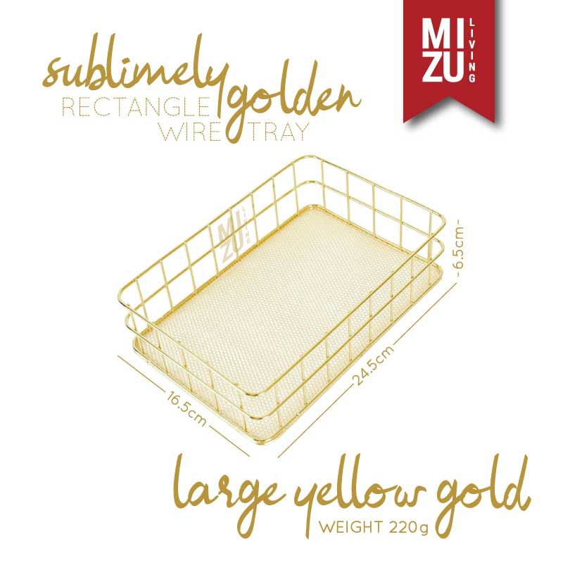 SUBLIMELY GOLDEN Vanity Tray Rose Gold Organizer Nampan Emas Meja Rias Tatakan Makeup Skincare-REC W TRAY L YG