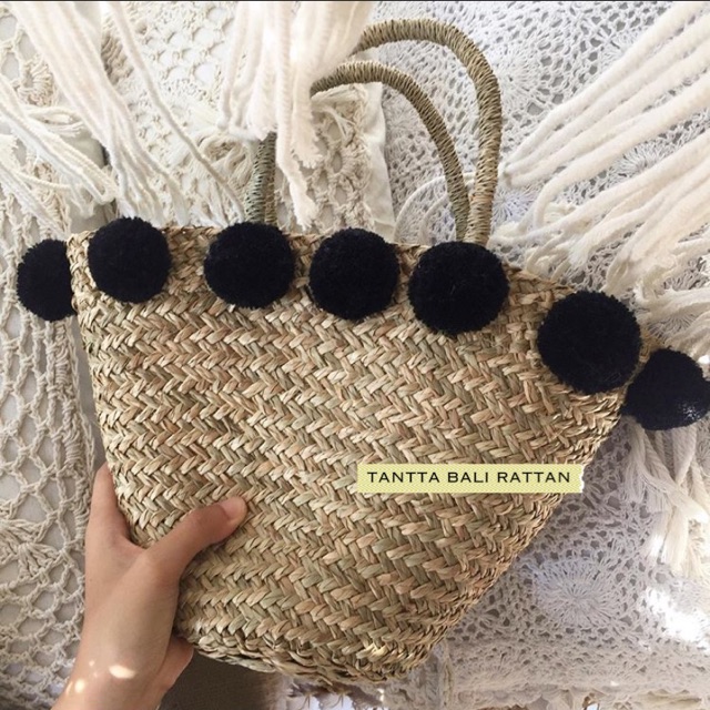 // POM POM // tas anyam bali, bali tas rotan, tas wanita, tas bali wanita, fashion wanita