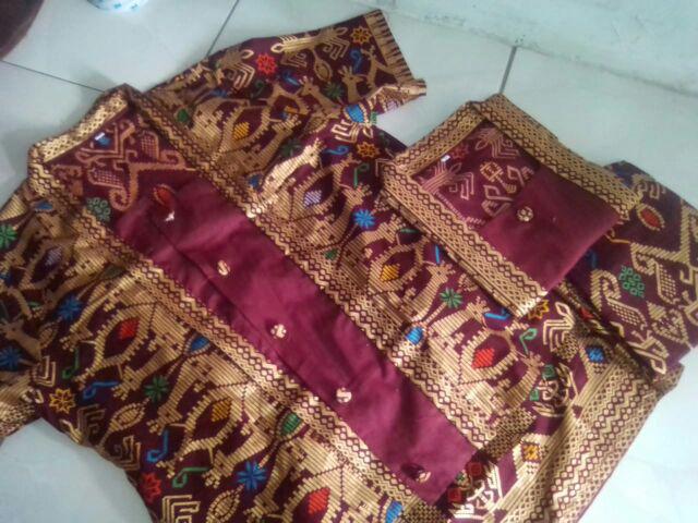 Sarimbit/ Couple Batik Rok N Blus Span Pendek Wanita Narita Prodo Maroon