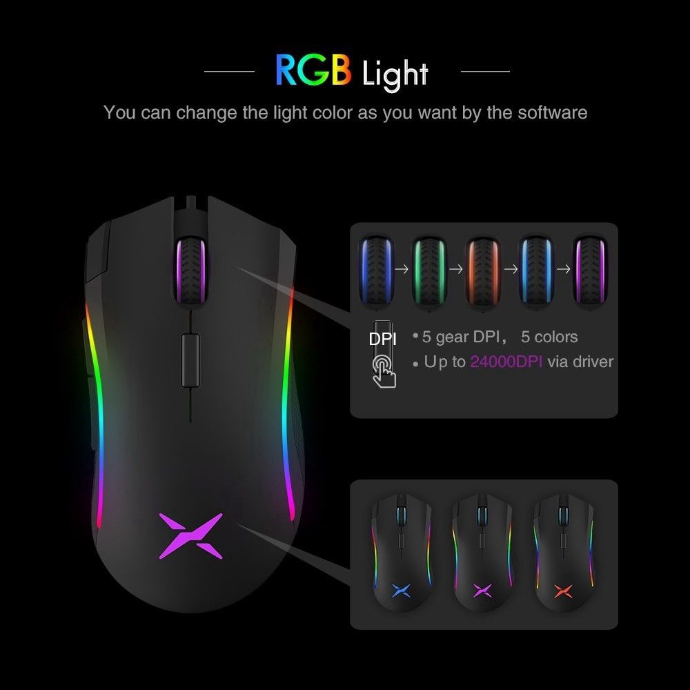 Delux M625 Pmw3360 Mouse Gaming Sensor 12000dpi 7 Tombol Programmable Dengan Backlight Rgb