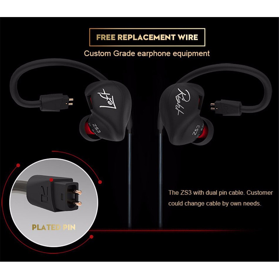 Earphone Sport dengan Mic Knowledge Zenith - KZ-ZS3 GARANSI