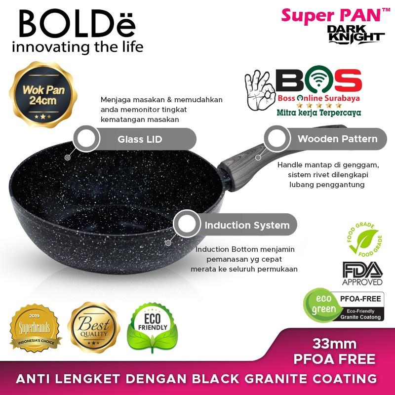 BOLDe Super Pan Wok Pan Dark Knight 24 CM Black Dark Knight Wok Pan 24 CM