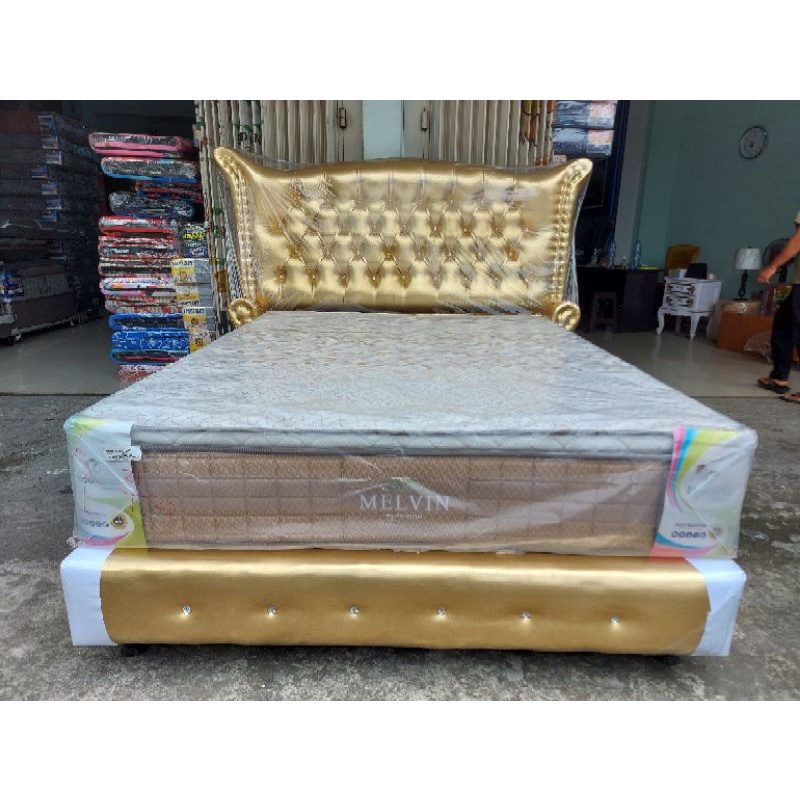 SET Springbed Spinno Melvin Ecoland 160x200 + Divan Sandaran GOLD Laci Mewah