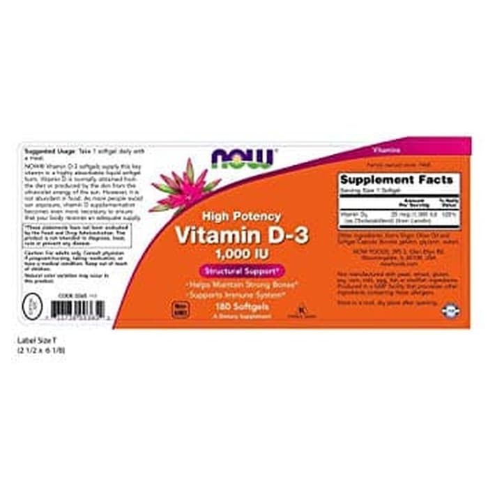 Asli Now Foods Vitamin D3 1000IU 180 Softgels Now Vit D3 1000