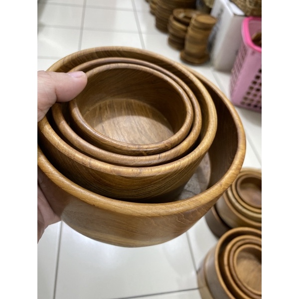 Wooden Bowl Set of 4 / Mangkuk Kayu Set isi 4