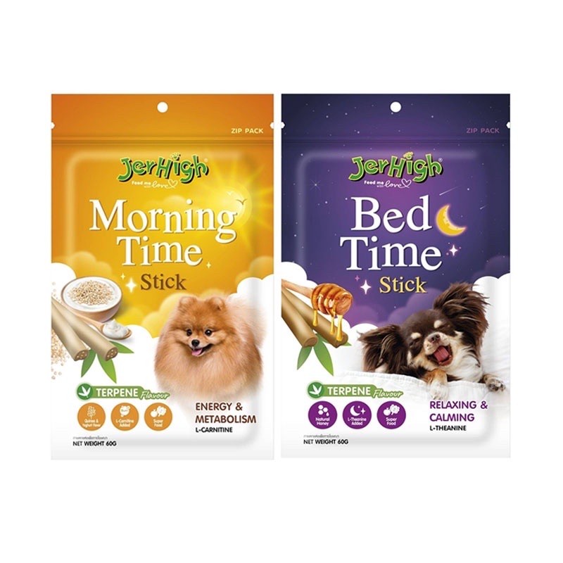 Jerhigh Stick Morning Time &amp; Bed Time 60g Camilan Anjing Dog Treats