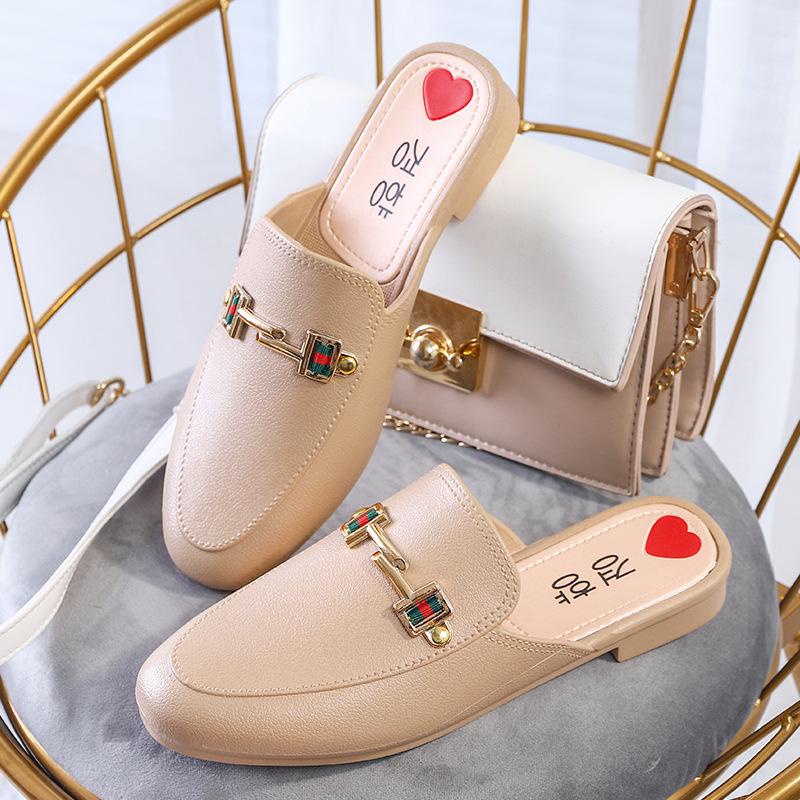 BJS1010 - BLACK/BROWN/KHAKI/PINK - Sandal Low Heels Import Wanita Cantik Elegan 2.5CM SEPATU SANDAL WANITA FLAT SLIP ON SELOP FORMAL KERJA  SEPATU HAK FASHION IMPORT TERMURAH TERLARIS TERBARU BAGSTORE JAKARTA JSHW1010