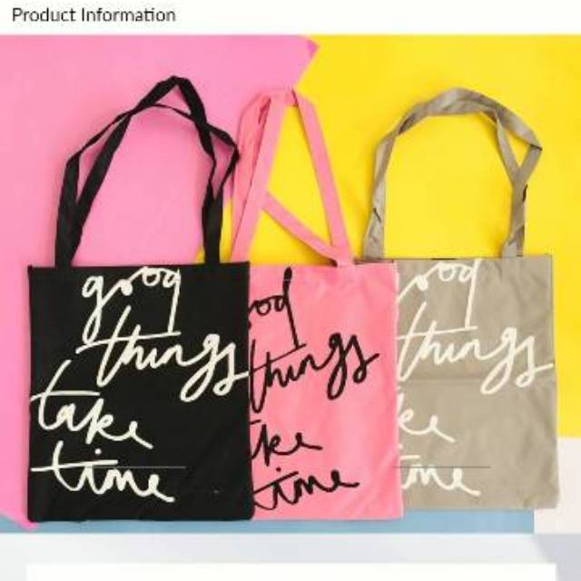 Promo 2 Tas  50 000 Tote Bag Good Things Hitam Ready 