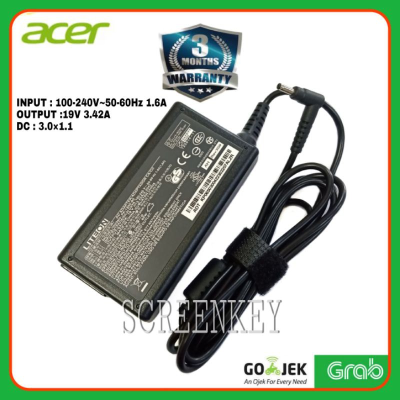 Charger Adaptor Laptop Acer Swift SF314-54G SF314-51 SF314-52 SF314-52G SF314 3.42A 65 Watt 3.0x1.1