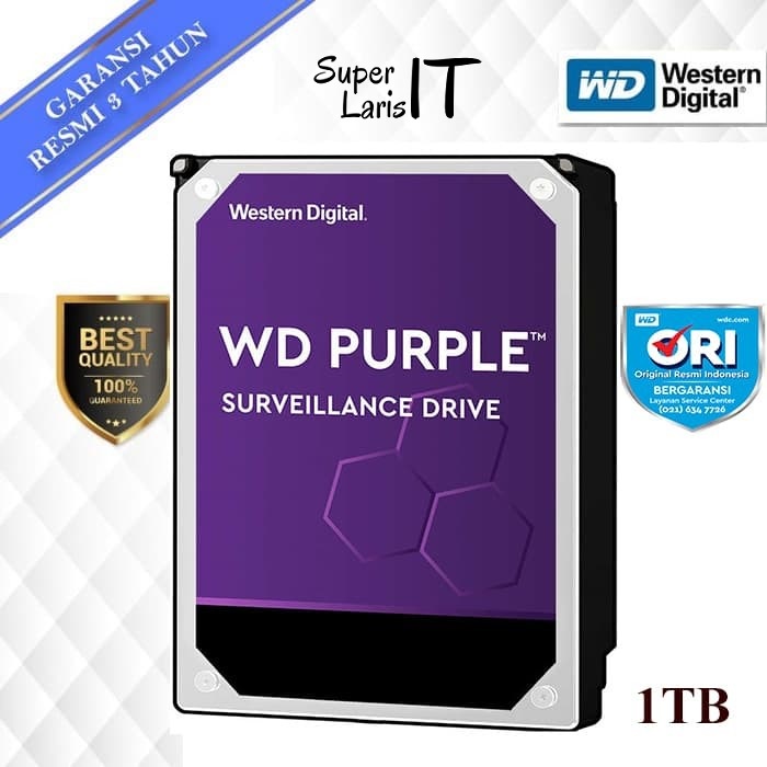 Hardisk WD Caviar Purple 1TB 2TB 4TB 6TB 8TB HDD Internal 3.5" for CCTV Surveillance