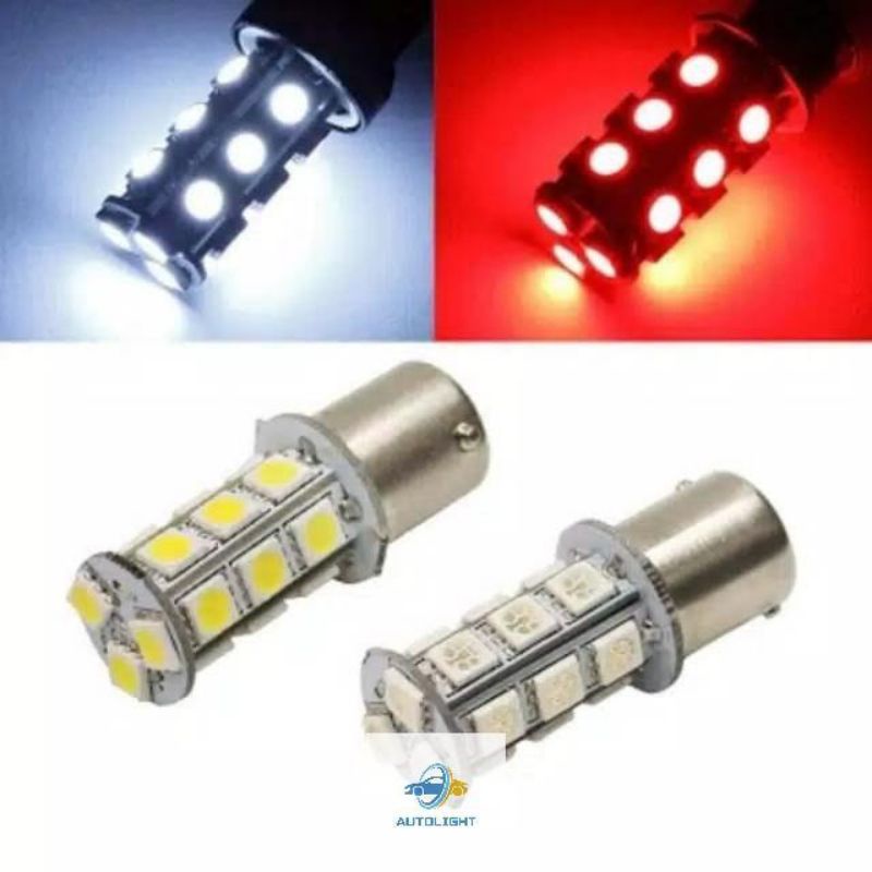 Lampu LED Rem Stop Bayonet 1157/ 18 &amp; 13 Mata LED Untuk Mobil Dan Motor Kaki 2 DC