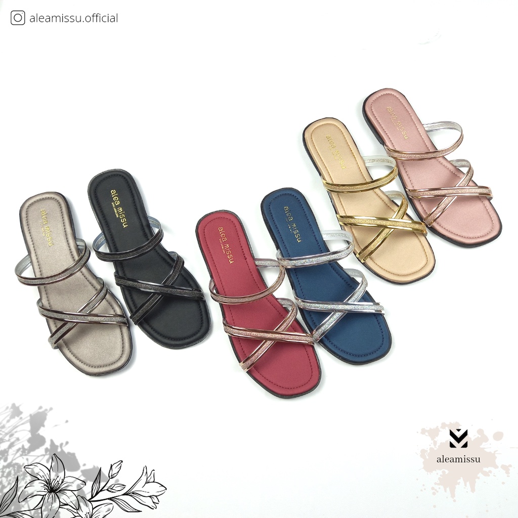 Super SALE !!! | Dahna sandals Tali silang Gliter Flat Sandal by aleamissu