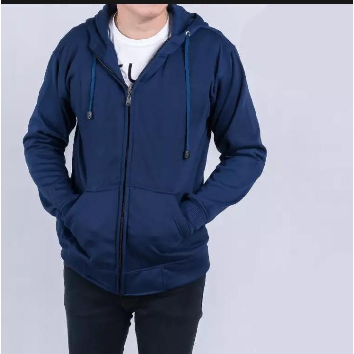 JAKET HOODIE ZIPPER POLOS - SWEATER POLOS TEBAL - HOODIE ZIPPER PRIA