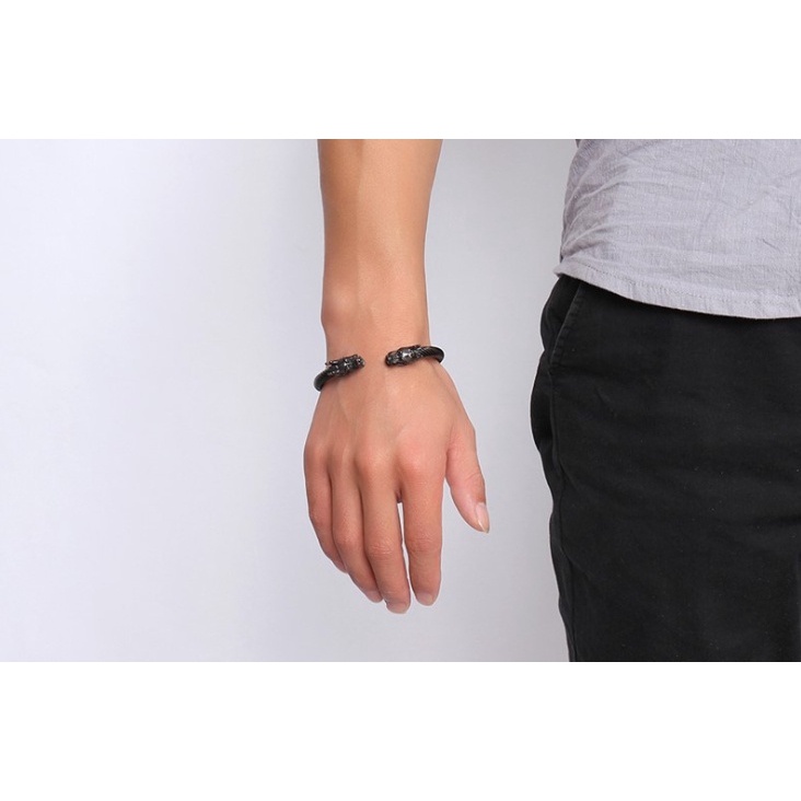 Fashion Trend Men Dragon Head Cuff Gelang Bangle untuk Lelaki Stainless Steel Twisted Wire Viking Vintage Male Jewelry