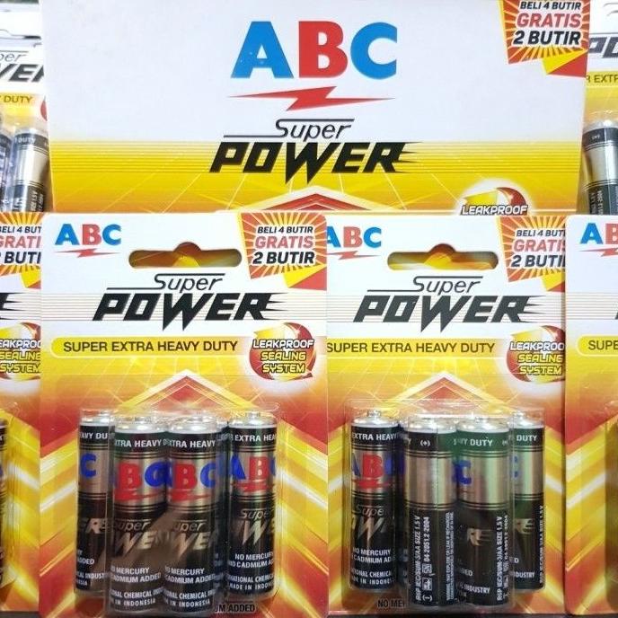 [Ready] 6Pcs Baterai Abc Super Power Aa R6 Abc Batere Super Power Abc Hitam A2 [Bg50N]