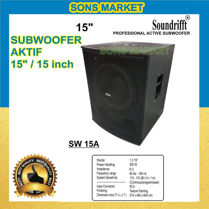 SPEAKER SUBWOOFER AKTIF SOUNDRIFFT SW 15A 15 inch 15inch ORIGINAL