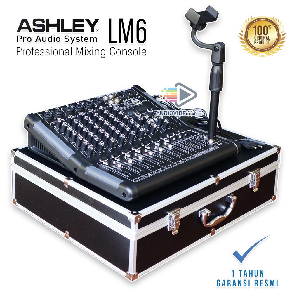 Mixer Ashley LM 6 Bonus Koper Hardcase Plus Stand Holder Mikser Audio 6 Chanel Bluetooth Original