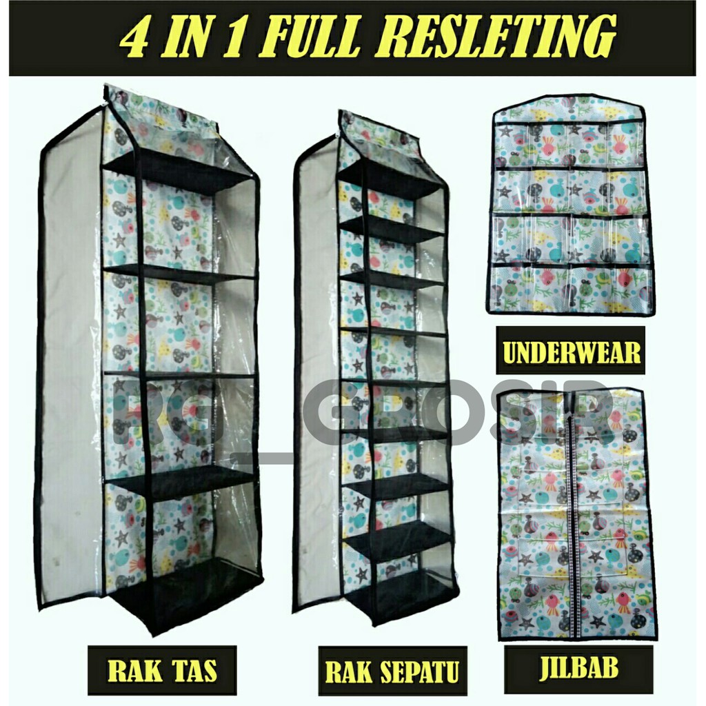 RAK GANTUNG 4IN1 RESLETING/RAK SET 4IN1/RAK TAS/RAK SEPATU