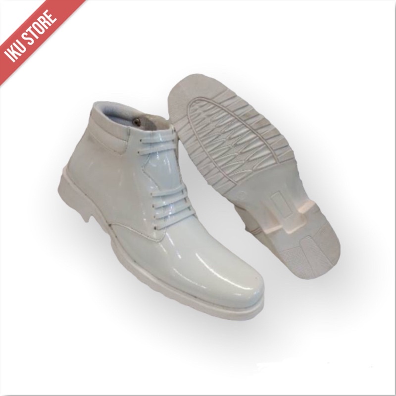 Sepatu pdh putih pria kilap/sepatu pdu pria putih kilap
