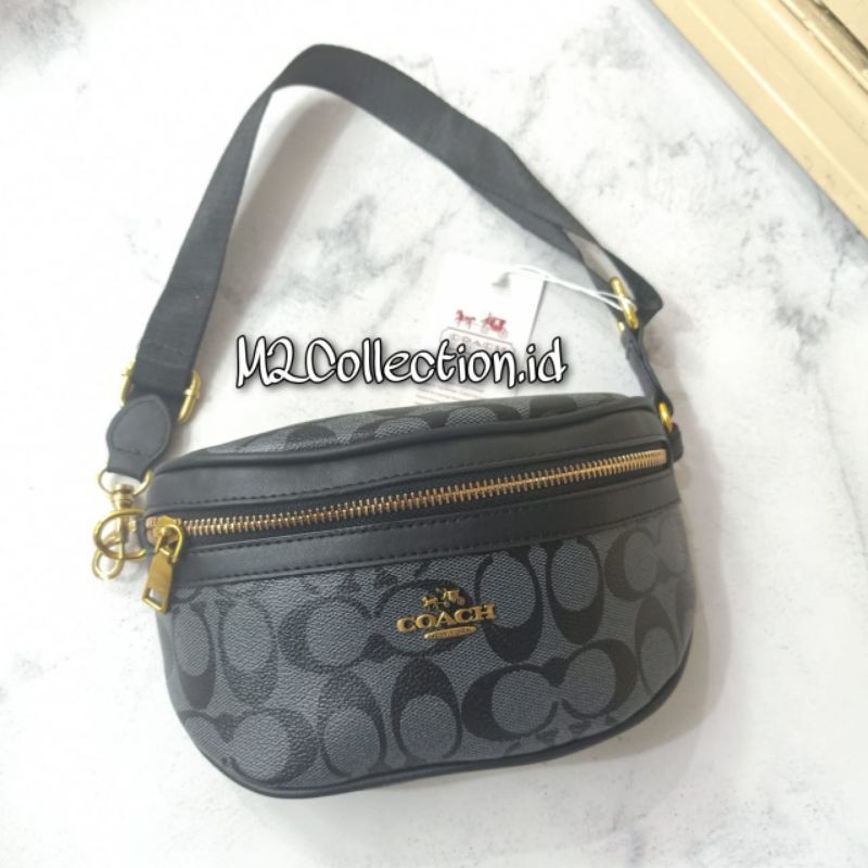 Waistbag Bumbag Coach Signature Black Belt Bag Import