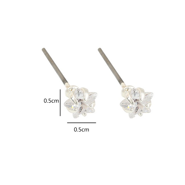 LRC Anting Tusuk Fashion Silver Zircon Pentagram Stud Earrings D94455