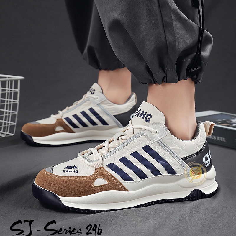 [OOS] Sepatu Sneakers Fashion Pria Trendy untuk OOTD Kualitas Import Premium -296 CREAM