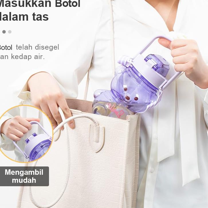 Botol Minum Boneka Botol Gemoy Bening Botol Viral Gradasi Pastel Motivasi Anak SH-5  