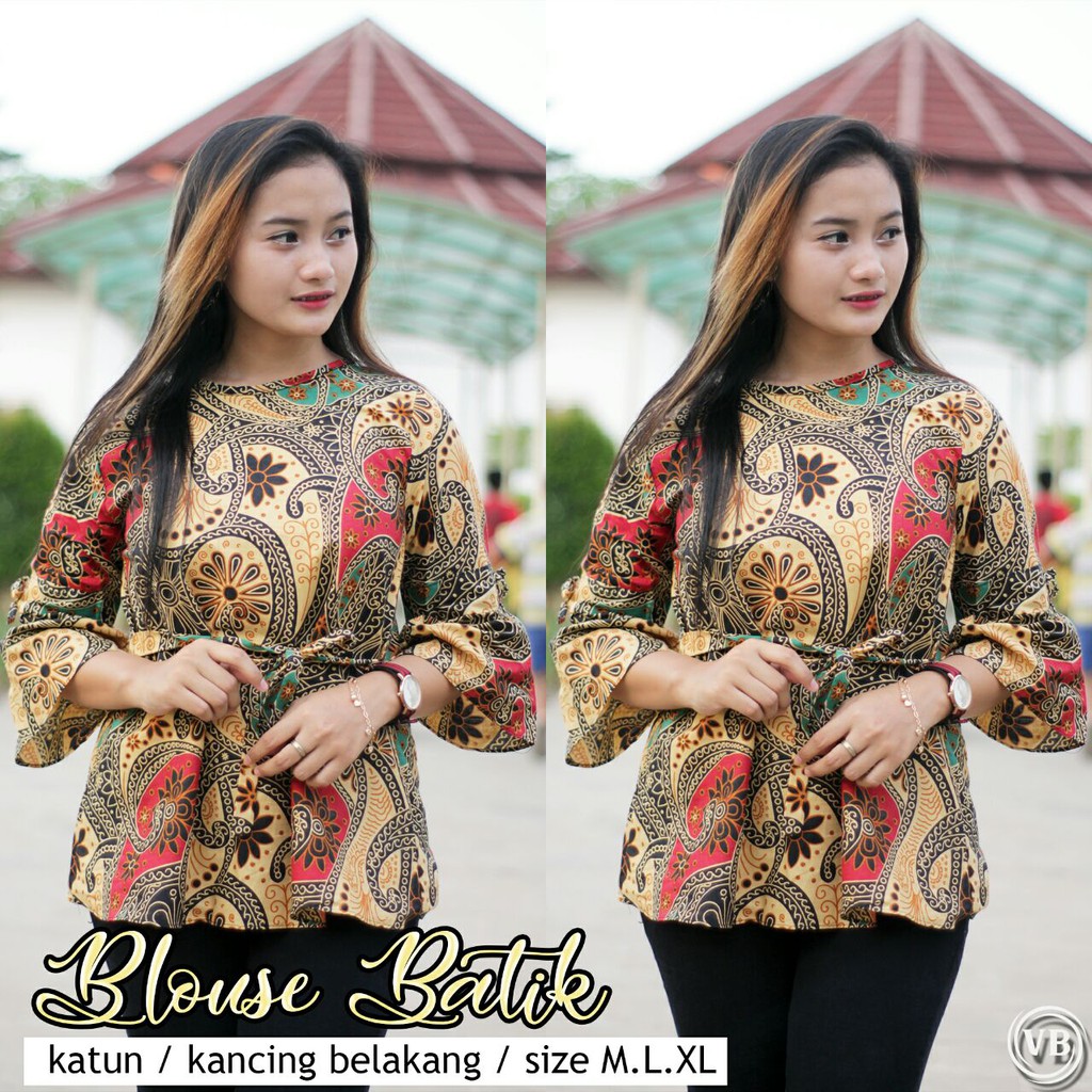 BK3 Atasan Lengan Pendek Risna Batik Blouse trompet HRB206 IPNU IPPNU 008