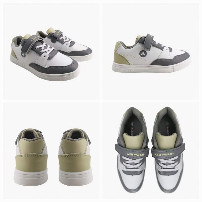 SALEEE 100% Original Sepatu Kets Airwalk Saul, Sionna, Raymond JR Boys - Putih/Abu-abu