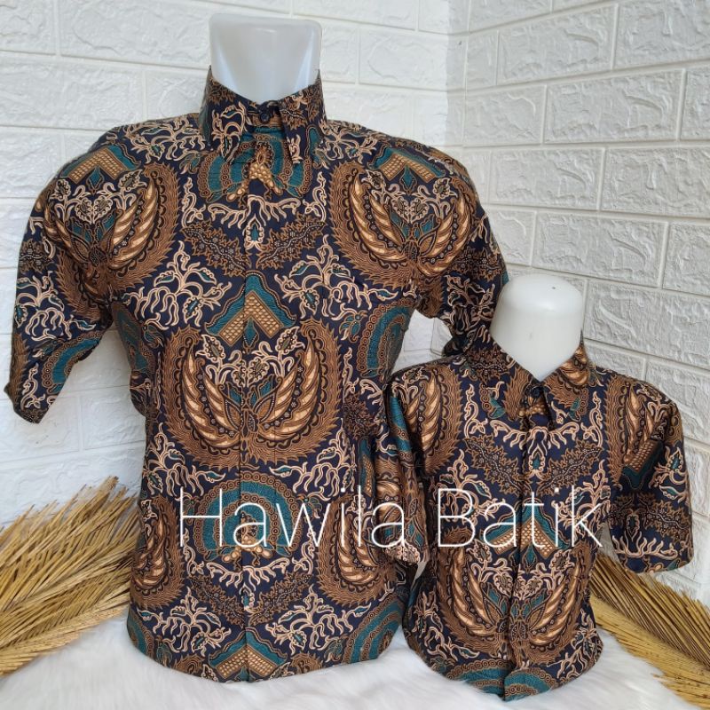 Couple Batik Ayah Anak Premium Warna Hijau