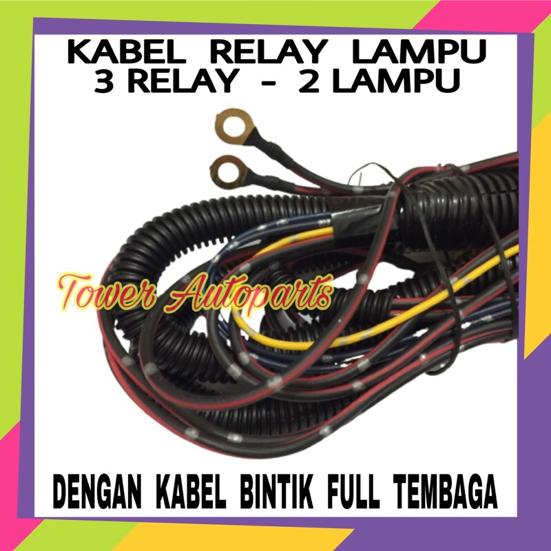 Kabel Relay Set Untuk Lampu H4 Mobil Tipe 3 Relay 2 Lampu HLM Original