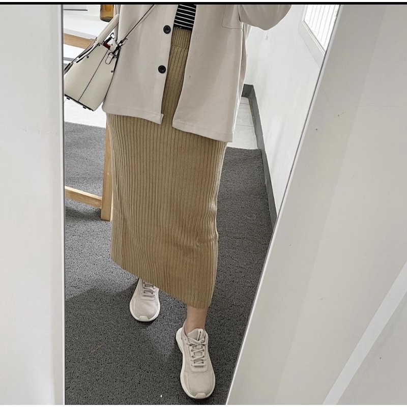 rok span rajut /rok rajut [premium] tebal-Nude(cream)